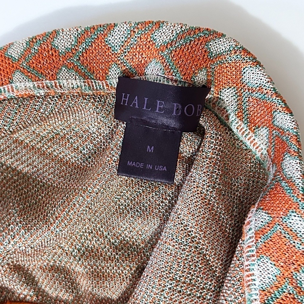 Hale Bob Knit Halter Maxi Dress Patterned Orange - Size Medium - Picture 3 of 5